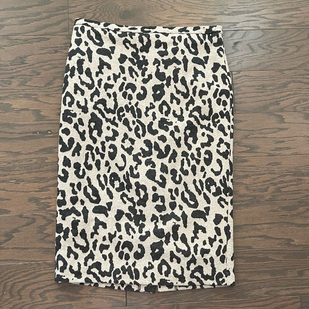 Iris Setlakwe Cheetah Leopard Print Wool Blend Pencil Midi Skirt Size 10 - Picture 2 of 9